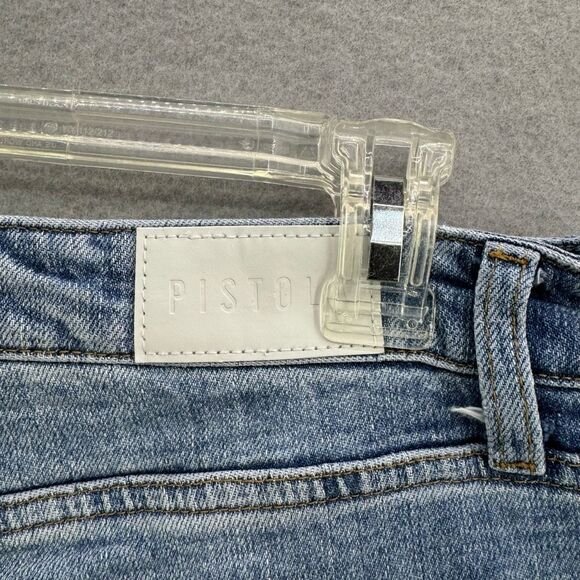 Pistola Womens Medium Wash Blue High-Rise Distressed Straight Jeans Size 31 - Picture 5 of 11